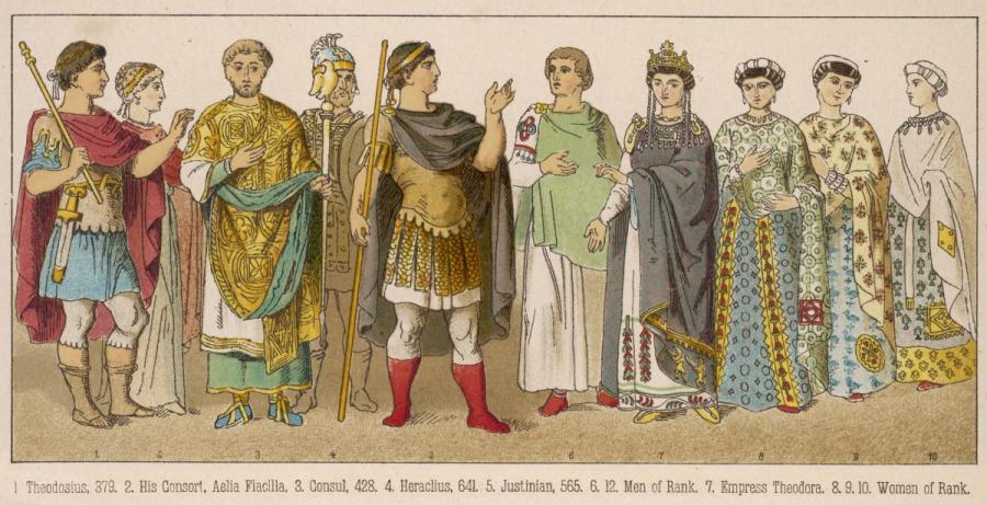 Illustration of Emperor Justinian with members of his court